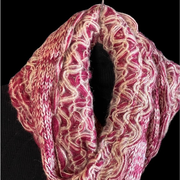Deep Pink Multimedia Long Knit Scarf - Picture 4 of 8
